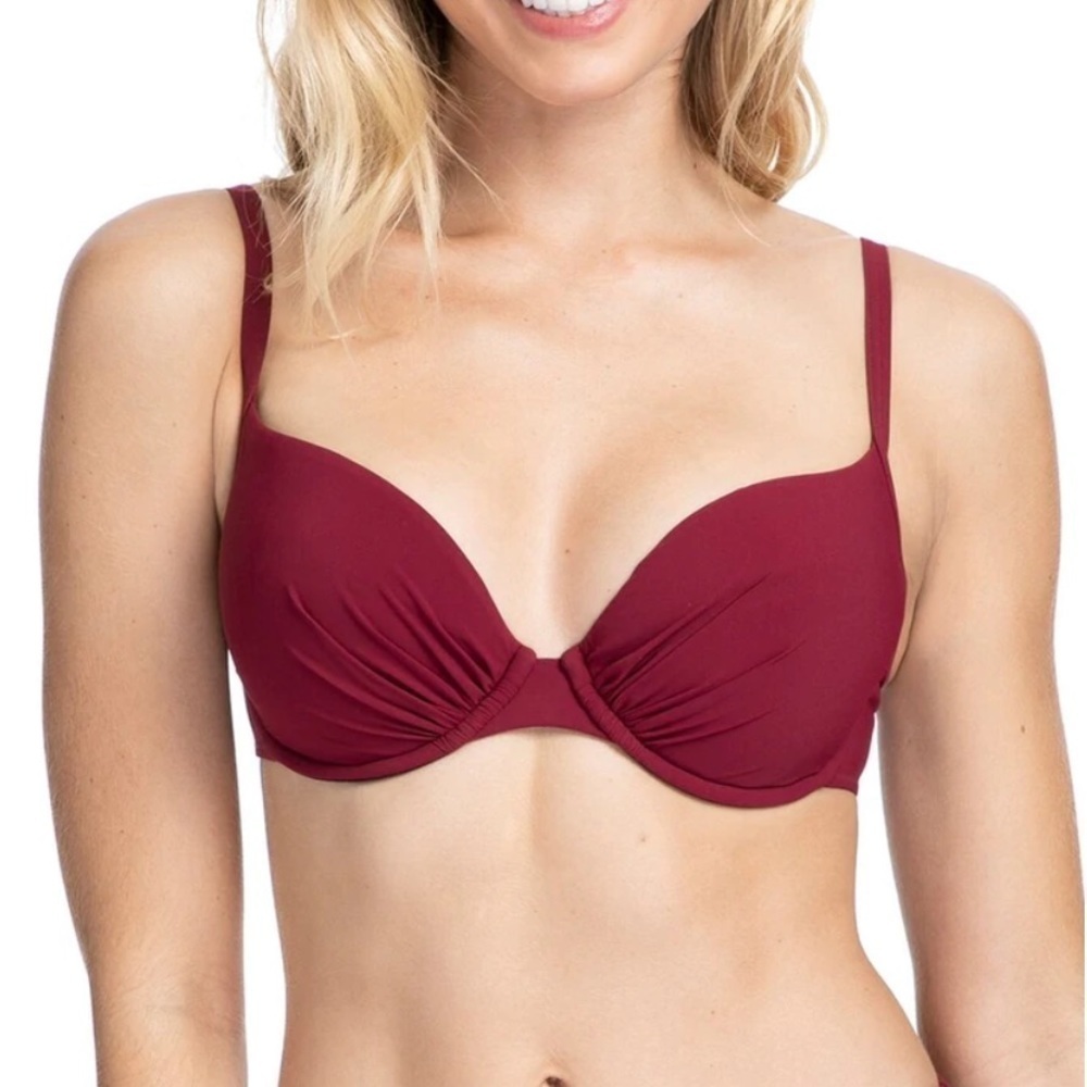 NWT Profile by Gottex Bikini Swim Top 38E Red Merlot